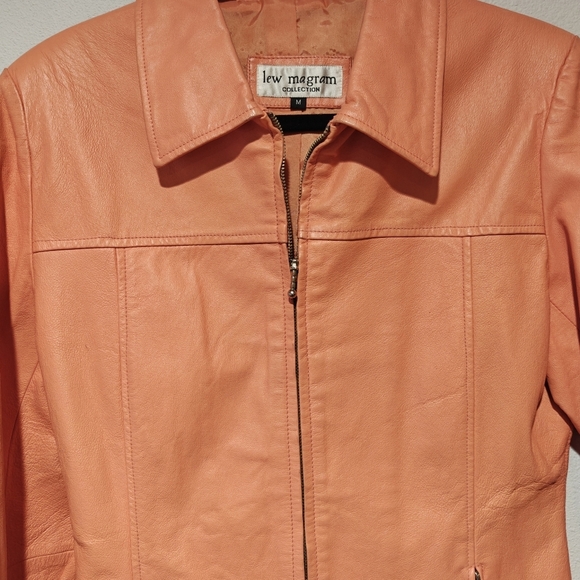 Lew Magram Jackets & Blazers - Vintage Lew Magram Collection Leather Jacket Medium Pastel Orange Women's